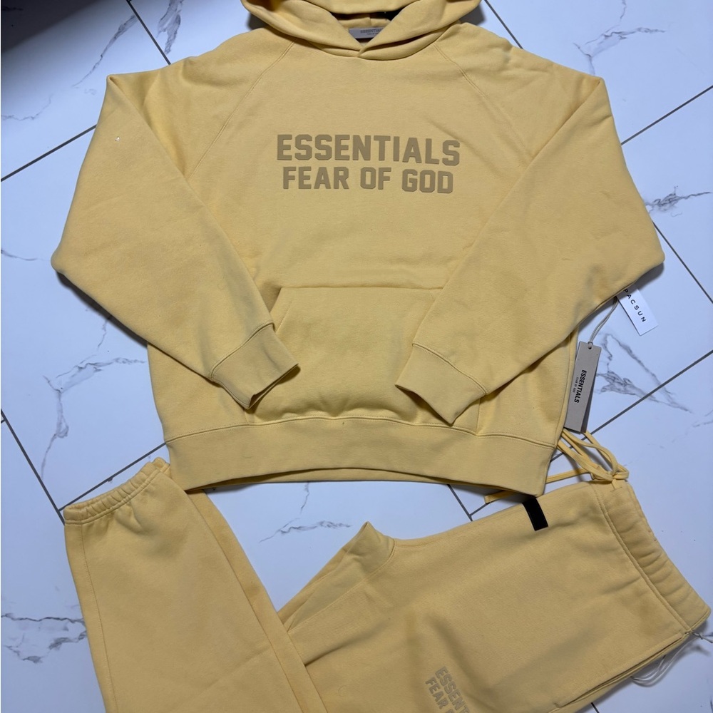 Essentials Yellow Hoodie and Sweatpants Set